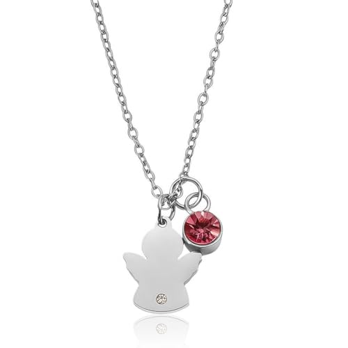 NOPKESV 1 pcs Personalisierte Kette mit Schutzengel und Geburtsstein | Taufgeschenke für Mädchen zu Kommunion Konfirmation Einschulung von NOPKESV