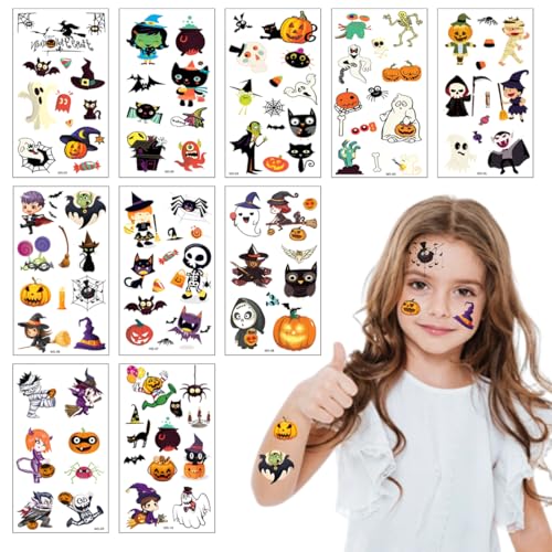 NOPKESV 10 pcs Halloween Kindertattoo Kostüm Party Tattoos Deko von NOPKESV