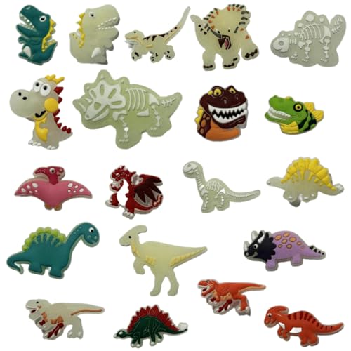 NOPKESV 20 PCS Shoe Charms, Dinosaur Shoe Pins Cartoon Shoe Decorations Shoe Pin Decoration Shoe Charm for Kids Girls and Boys (Glow in the Dark) von NOPKESV