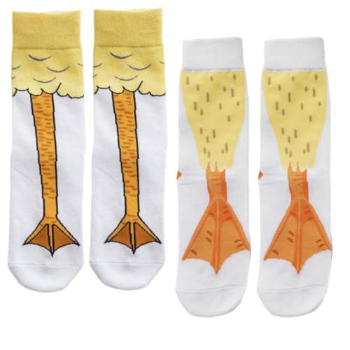 NOPKESV 2 Paar Entenfuß Socken Entenfuß Leg Socks Erwachsene Witzige Socken Fun Hühner Legs Kostüm Damen Hühnersocken Geschenke Weiß von NOPKESV