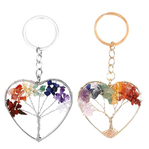 NOPKESV 2 Stück Kristallbaum des Lebens Schlüsselanhänger Schlüsselanhänger Paar Hand in Hand Partner Pärchen für Paare Jahrestag zum Valentinstag von NOPKESV