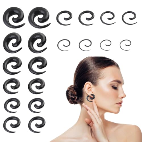 NOPKESV 20Pcs Arcyl Dehnschnecke Dehnsichel,Septum Dehnen,Pincher Tapers Septum Ring C Form Buffalo Horn Ohr Tunnel Dehnschnecke mit O Ringe Expander Piercing Schmuck für Frauen Männer von NOPKESV