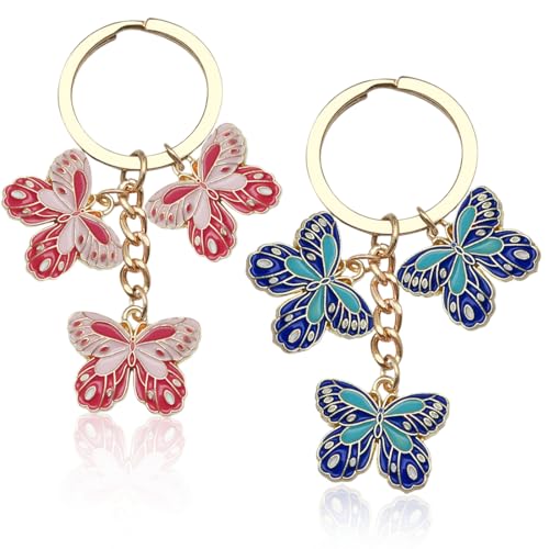NOPKESV 2PCS Schmetterlingsstil Schlüsselanhänger Geschenke für Frauen Freundin Geschenke Inspirierende Geschenke für Freundin Schwester Kollegin Ehefrau zum Valentinstag von NOPKESV