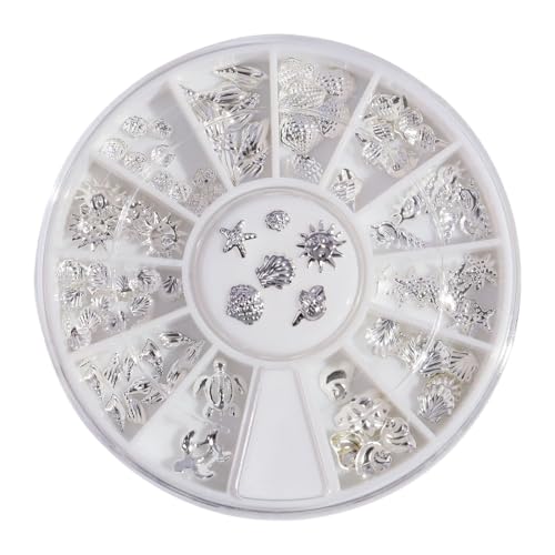 NOPKESV 3D Nail Charms Ocean Shell Seesterne Nail Art Dekoration Acryl Gems für Frauen Acryl Nägel (Silber) von NOPKESV