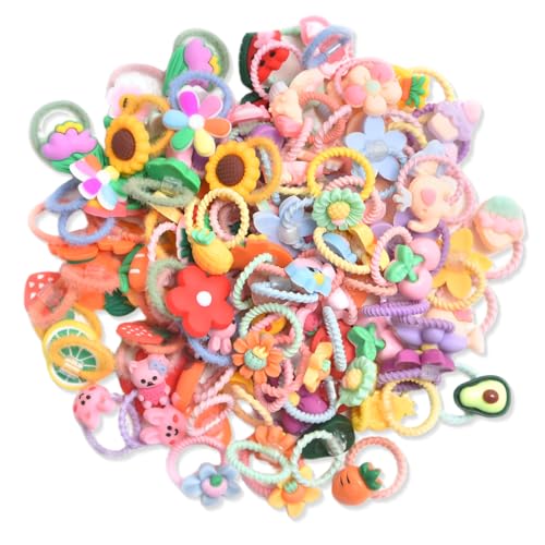 100 Stück Bunte Haargummis Mädchen, Kleine Haargummis, Mini Elastische Haarbänder, Haargummi Kinder Mehrfarbig Soft Zopfgummis Klein für Mädchen Kinder Kleinkinder Baby von NOPVUFA