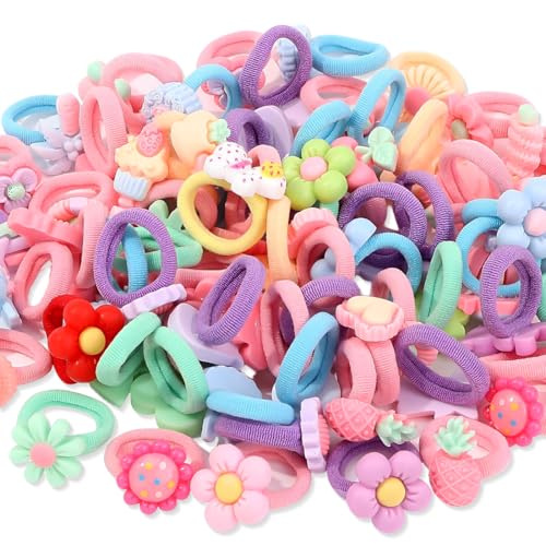 100 Stück Bunte Haargummis Mädchen, Kleine Haargummis, Mini Nahtlose Haarbänder, Haargummi Kinder Mehrfarbig Soft Zopfgummis Klein für Mädchen Kinder Kleinkinder Baby von NOPVUFA