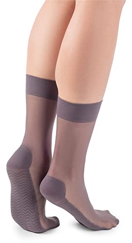NOQ Damen Active Socken Rundlänge 20 DEN transparente überknöchelhohe Strumpfhose mit Massagesohle 1 Paar Active, Graphite von NOQ
