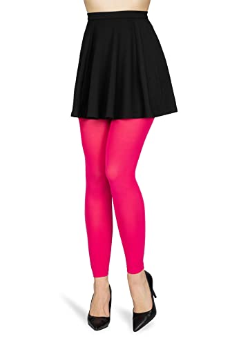 NOQ Damen-Leggings in voller Länge Blickdichte Mikrofaser 3D-elastische 200 DEN Warme Feste Knöchelhose Gracja, Pink Größe XL von NOQ