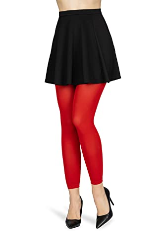 NOQ Damen-Leggings in voller Länge Blickdichte Mikrofaser 3D-elastische 200 DEN Warme Feste Knöchelhose Gracja, Rosso Größe L von NOQ