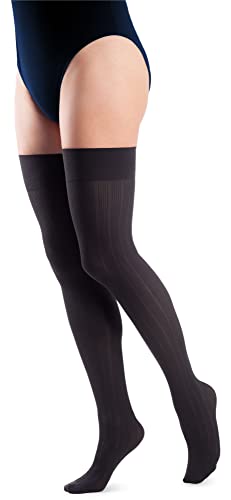 NOQ Damen Überkniestrümpfe 40 DEN Strümpfe Lange Mikrofaser Warme Socken für Mädchen Schule Gerippte Struktur Sonya, Nero von NOQ