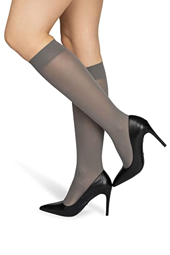 NOQ Damensocken Damen-Kniestrümpfe einfarbig 40 DEN Blickdichte Mikrofaser matt Klassisch mit Komfortbund One Size Socken Marta, Grigio NOQ Damensocken Damen-Kniestrümpfe einfarbig 40 DEN Blickdichte Mikrofaser matt Klassisch mit Komfortbund One Size Socken Marta, Grigio von NOQ