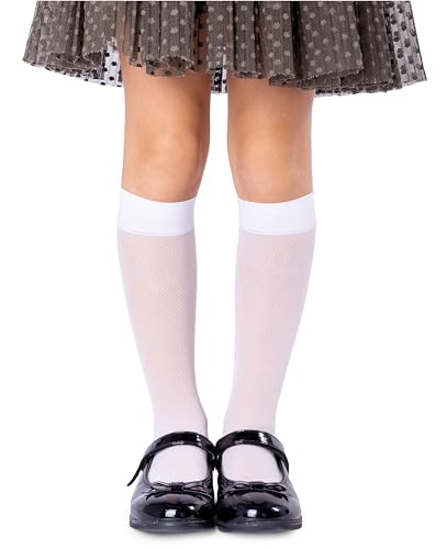 NOQ Gemusterte kniehohe bequeme weiche flexible Kindersocken für Kleinkinder lässig niedlich über der Wade ein Paar Aida, Bianco 18/22 von NOQ