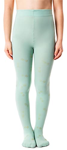 NOQ Kinder Dünne Strumpfhose mit schönem Aufdruck Mädchen gemusterte 40 DEN Schule Tanzzeremonie Lässig, Pineapple Neo Mint 8-9 Jahre (140-146) von NOQ
