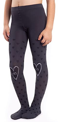 NOQ Mädchen Blickdichte Strumpfhose Herzen Yes/No 120 DEN Tanzen Gymnastik Schule Ausgefallene Kindergarten, Graphite 146/152 cm NOQ Mädchen Blickdichte Strumpfhose Herzen Yes/No 120 DEN Tanzen Gymnastik Schule Ausgefallene Kindergarten, Graphite 146/152 cm von NOQ