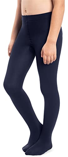 NOQ Mädchen Dicke Strumpfhose Corina Plain 120 DEN Warmfüßige Leggings Kinderzimmer Ballett Tanzklasse Blickdichte, Cosmo Blue 128/134 cm von NOQ