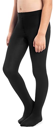 NOQ Mädchen Dicke Strumpfhose Corina Plain 120 DEN Warmfüßige Leggings Kinderzimmer Ballett Tanzklasse Blickdichte, Nero 104/110 cm von NOQ