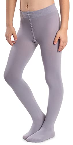 NOQ Mädchen Dicke Strumpfhose Corina Plain 120 DEN Warmfüßige Leggings Kinderzimmer Ballett Tanzklasse Blickdichte, Paloma Grey 116/122 cm von NOQ