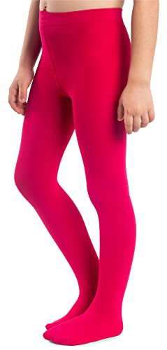 NOQ Mädchen Dicke Strumpfhose Corina Plain 120 DEN Warmfüßige Leggings Kinderzimmer Ballett Tanzklasse Blickdichte, Pink 104/110 cm von NOQ