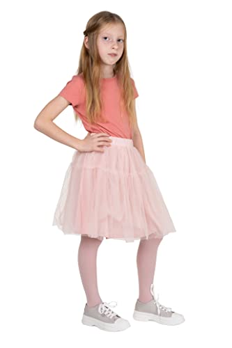 NOQ Mädchen Dicke Strumpfhose Corina Plain 120 DEN Warmfüßige Leggings Kinderzimmer Ballett Tanzklasse Blickdichte, Powder Pink 128/134 cm von NOQ