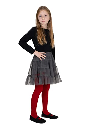 NOQ Mädchen Dicke Strumpfhose Corina Plain 120 DEN Warmfüßige Leggings Kinderzimmer Ballett Tanzklasse Blickdichte, Rosso 104/110 cm von NOQ