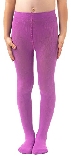 NOQ Mädchen Glatte Strickstrumpfhose Mit Fuß Warme Blickdichte Schulkinderstrümpfe Balletttanzshow Kindergarten, Lavende 116/122 cm von NOQ