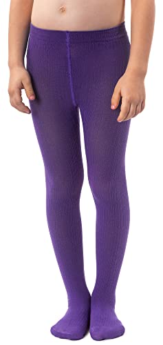 NOQ Mädchen Glatte Strickstrumpfhose Mit Fuß Warme Blickdichte Schulkinderstrümpfe Balletttanzshow Kindergarten, Violet 122/128 cm von NOQ