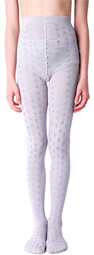 NOQ Mädchen Strumpfhose mit 3D-Effekt Muster Uni Tanz Gymnastik Fancy Outfit Little Princess, Berenika Ash 7-8 Jahre (122-128 cm) von NOQ