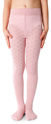 NOQ Mädchen Strumpfhose mit 3D-Effekt Muster Uni Tanz Gymnastik Fancy Outfit Little Princess, Dominica Cotton Candy 2-3 Jahre (92-98 cm) von NOQ