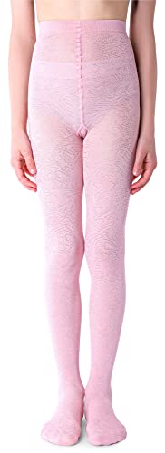 NOQ Mädchen Strumpfhose mit 3D-Effekt Muster Uni Tanz Gymnastik Fancy Outfit Little Princess, Nazca Cotton Candy 6-7 Jahre (116-122 cm) von NOQ