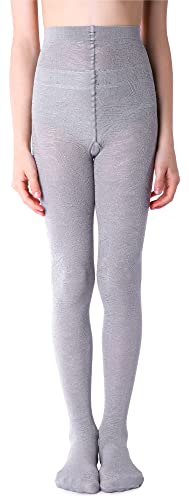 NOQ Mädchen Strumpfhose mit 3D-Effekt Muster Uni Tanz Gymnastik Fancy Outfit Little Princess, Nazca Grey 8-9 Jahre (128-134 cm) von NOQ