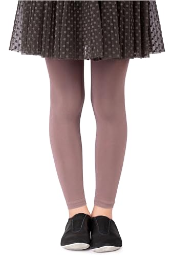 NOQ Mädchen Strumpfhose ohne Fuß in voller Länge Leggings knöchellanger Rock Tunika Kleid Schule Tanz Ballett blickdichte Mikrofaser, Latte 12/13 Jahre (152/158 cm) von NOQ