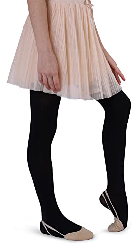 NOQ Mädchen Velours Strumpfhose 50 DEN Blickdichte Damen Invisible Toe Dance Gymnastic School Isadora, Nero 128/1146 cm von NOQ