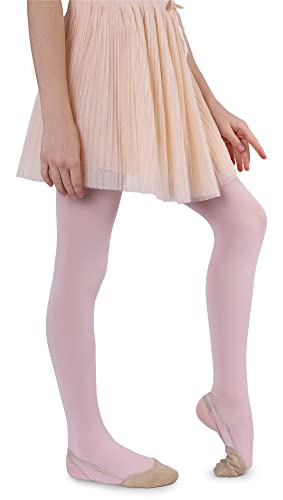 NOQ Mädchen Velours Strumpfhose 50 DEN Blickdichte Damen Invisible Toe Dance Gymnastic School Isadora, Rose 116/128 cm von NOQ