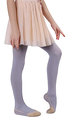 NOQ Mikrofaser-Strumpfhose für Kinder Mädchen 60 DEN weich warm bequem blickdicht für Kleinkinder Strumpfhosen Freizeit Feiern Ballett Schule ein Paar Mary, Silver 116-122 von NOQ