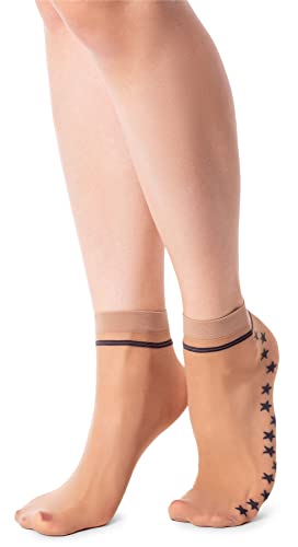 NOQ Modische Gemusterte Damensocken: Fancy Sheer Pop, Free Size, Söckchen mit Rüschen, Durchsichtig von NOQ