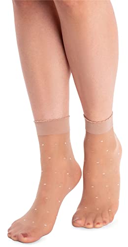 NOQ Modische Gemusterte Damensocken: Fancy Sheer Pop, Free Size, Söckchen mit Rüschen, Durchsichtig von NOQ