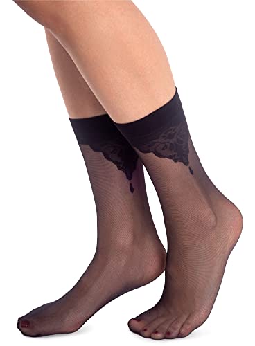 NOQ Modische gemusterte Damensocken Fancy Strümpfe Sheer Pop Free Size, Guess Nero von NOQ