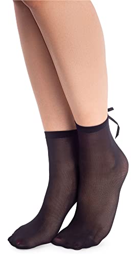 NOQ Modische Gemusterte Damensocken: Fancy Sheer Pop, Free Size, Söckchen mit Rüschen, Durchsichtig von NOQ