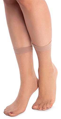 NOQ Modische gemusterte Damensocken Fancy Strümpfe Sheer Pop Free Size, Whisper Naturel von NOQ