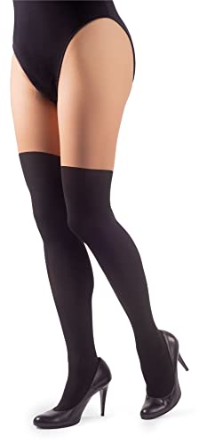 NOQ Strümpfe Imitation Strumpfhosen Matt Semi Sheer Damen Sexy Overknee Muster Büro Date Gemustertes Outfit, Attraction Nero/Naturel L NOQ Strümpfe Imitation Strumpfhosen Matt Semi Sheer Damen Sexy Overknee Muster Büro Date Gemustertes Outfit, Attraction Nero/Naturel L von NOQ