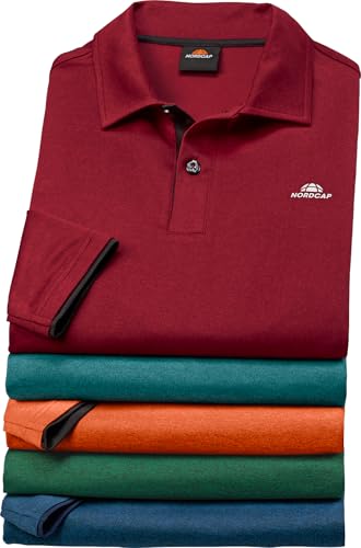 NORDCAP 5er Pack Poloshirt Herren Langarm, 5X atmungsaktive Langarmshirts im Set, Longsleeves schnelltrocknend, Funktionsshirts mit Polokragen, Farb Mix, Gr. L von NORDCAP