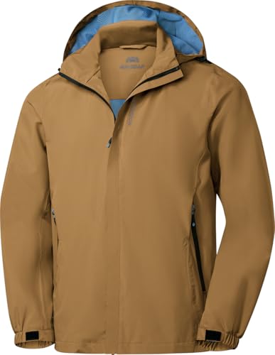 NORDCAP Herren Funktionsjacke wasserdicht 10.000 mm, atmungsaktive Outdoorjacke mit Abnehmbarer Kapuze, Winddichte Regenjacke, Übergangsjacke, Sand, Gr. 50 von NORDCAP