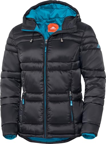 NORDCAP Steppjacke Damen, leichte Übergangsjacke, warm mit Kapuze, 100% Wattierung, ideal für den Frühling, Schwarz, Gr. 50 von NORDCAP