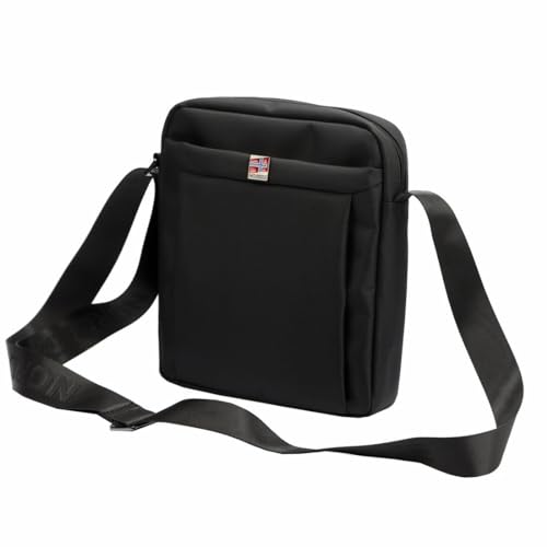 NORDEE Schultertasche Herren - Umhängetasche Herren - Polyester Männer Tasche 23 x 28 x 6 cm, mit langem Riemen 150 cm - Herren Handtasche - Schwarz von NORDEE