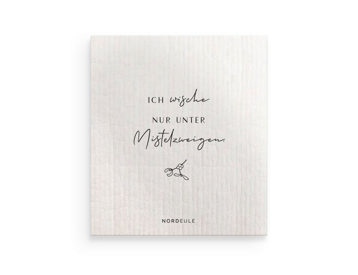 NORDEULE Schwammtuch Wische nur unter Mistelzweig 3er Set, Reinigungstuch Schwarz-Weiß, für Glanzmomente in der Weihnachtszeit oder als Geschenk von NORDEULE