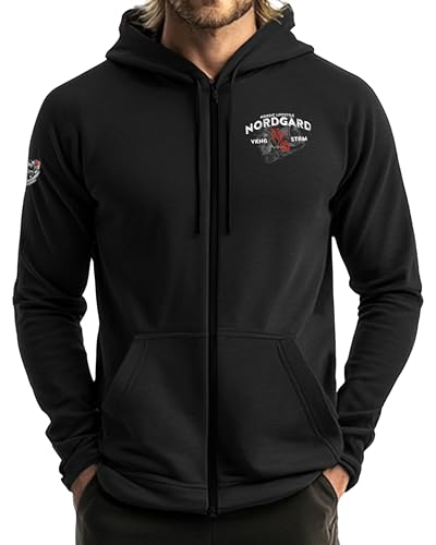NORDGARD Hoody Heritage in Schwarz I Größe S I Sportlicher Zip-Hoodie für Damen & Herren I Unisex-Kapuzenpullover aus Baumwolle I Viking Sweatshirt mit Kapuze I Moderner & hochwertiger Pullover von NORDGARD