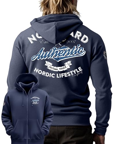 NORDGARD Hoody Skjerme in Marine I Größe XXL I Sportlicher Zip-Hoodie für Damen & Herren I Unisex-Kapuzenpullover aus Baumwolle I Viking Sweatshirt mit Kapuze I Moderner & hochwertiger Pullover von NORDGARD