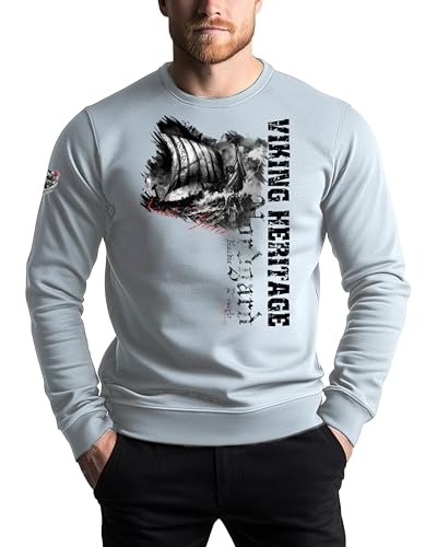 NORDGARD Viking Sweatshirt Nordisk in Kreidehellblau I Größe XL I Pulli aus 80% Baumwolle & 20% Polyester I Wikinger-Sweater mit Brustdruck I Ideal für Freizeit & Sport I Oeko-TEX Zertifiziert von NORDGARD