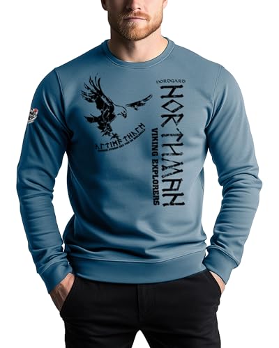 NORDGARD Viking Sweatshirt Northman 2 in Nordisch Blau I Größe M I Pulli aus 80% Baumwolle & 20% Polyester I Wikinger-Sweater mit Aufdruck I Ideal für Freizeit & Sport I Oeko-TEX Zertifiziert von NORDGARD