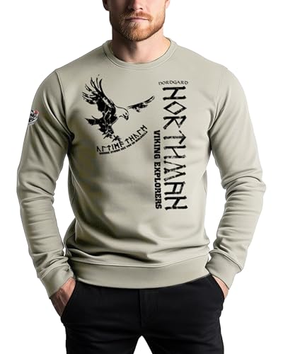 NORDGARD Viking Sweatshirt Northman 2 in Kreide I Größe XXL I Pulli aus 80% Baumwolle & 20% Polyester I Wikinger-Sweater mit Aufdruck I Ideal für Freizeit & Sport I Oeko-TEX Zertifiziert von NORDGARD
